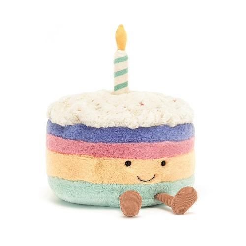 Peluche gâteau d'anniversaire arc-en-ciel Amuseable Jellycat