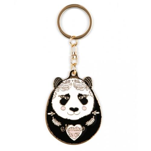 Porte-clés panda Marraine en or