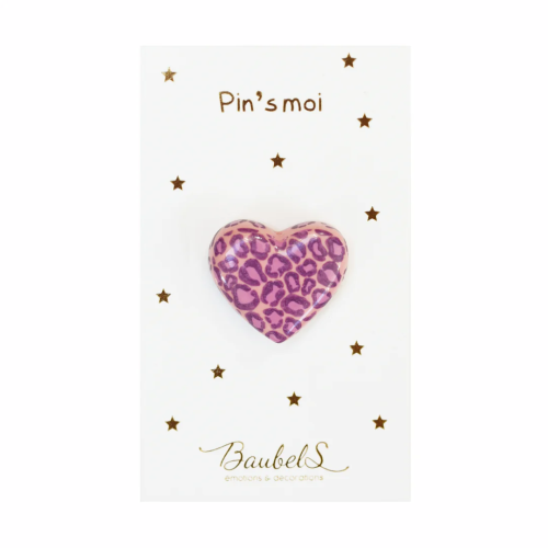 Pin's Cœur léopard rose violet Baubels